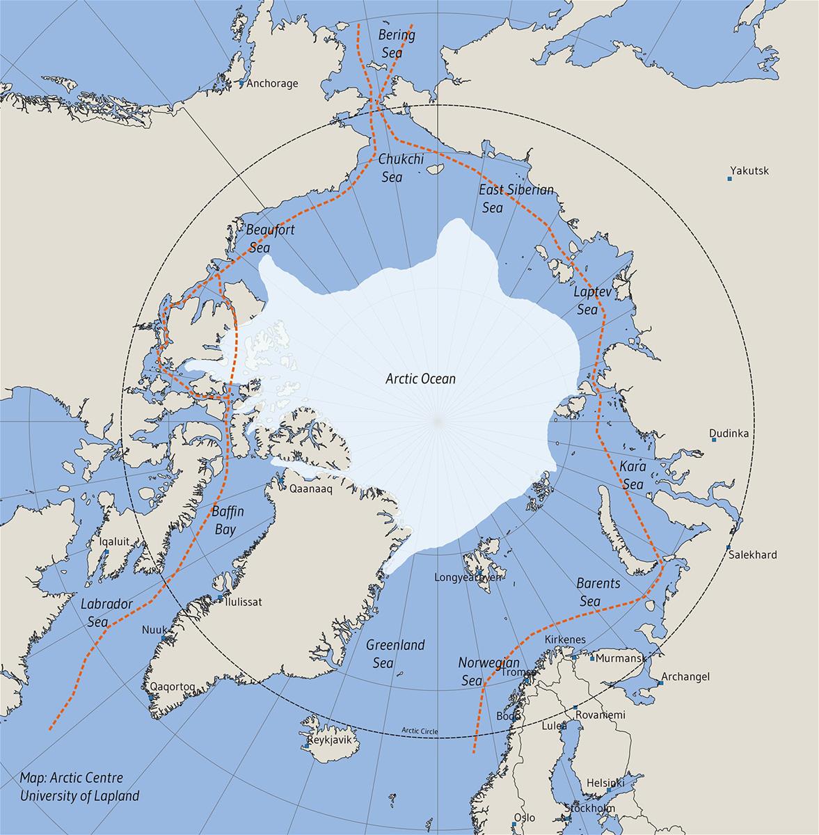 Map of the Northern Sea Routes